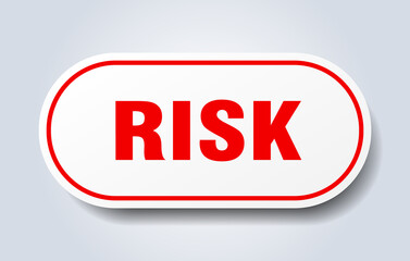 risk sign. rounded isolated button. white sticker