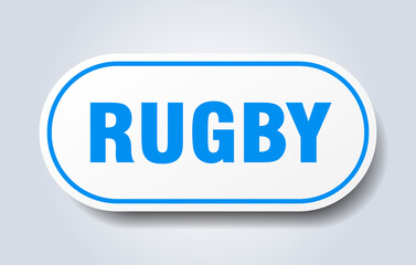 rugby sign. rounded isolated button. white sticker