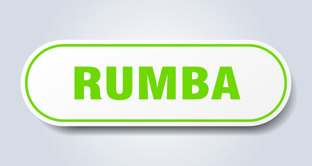 rumba sign. rounded isolated button. white sticker