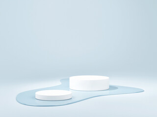 Mockup scene for product presentation, abstract geometry blue background, 3d render, 3d illustration