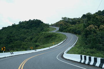 The highway through the mountain forest