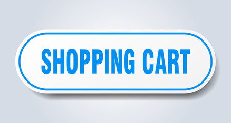 shopping cart sign. rounded isolated button. white sticker