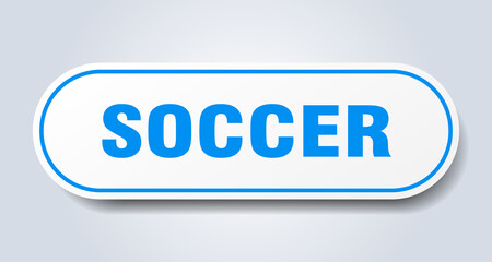 soccer sign. rounded isolated button. white sticker