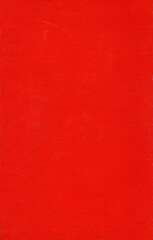 Textile texture. Red old book cover. Rough canvas surface. Blank retro page. Empty place for text. Perfect for background and vintage style design.