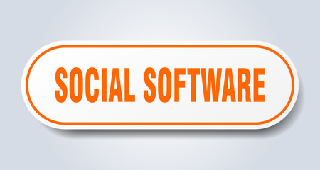 social software sign. rounded isolated button. white sticker
