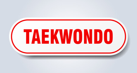 taekwondo sign. rounded isolated button. white sticker