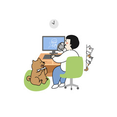 友人とオンライン飲み会する男性