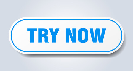 try now sign. rounded isolated button. white sticker