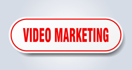 video marketing sign. rounded isolated button. white sticker