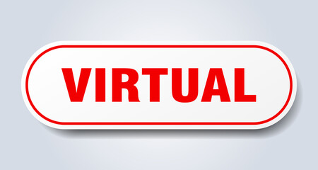 virtual sign. rounded isolated button. white sticker