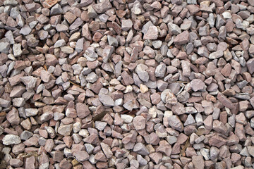 Closeup of gravel and pebbles on the ground