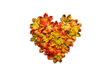 Autumn heart symbol isolated on white background. autumn
