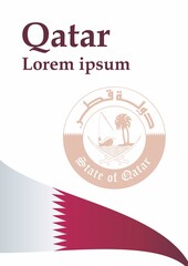 Flag of Qatar, State of Qatar. Template for award design, an official document with the flag of Qatar. Bright, colorful vector illustration for graphic and web design.