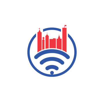 Smart city tech vector logo design. City Internet logo design concept.