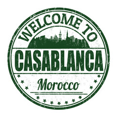Welcome to Casablanca grunge rubber stamp