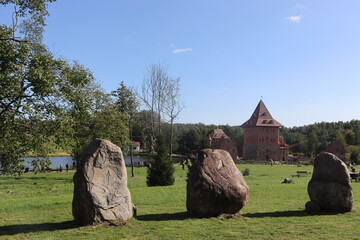 mystic slavic stones in historic complex