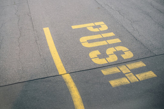 Push sign on the runway