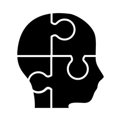 jigsaw pieces in head shape icon, silhouette style