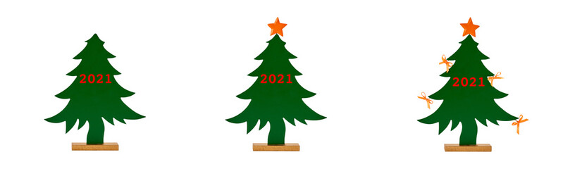 Set of christmas tree silhouette collection isolated on white background. Christmas 2021 New Year 2021