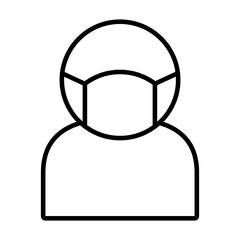 pictogram man using mouth mask, line style