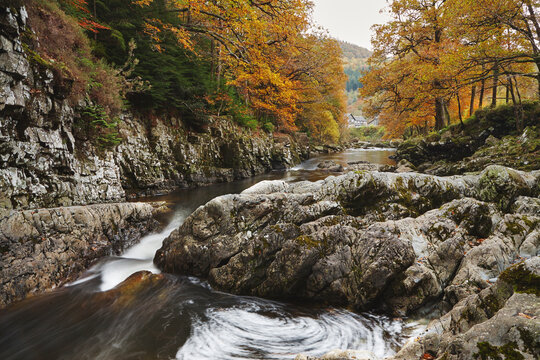 Afon Llugwy in Autumn. Betws y Coed, Wales, UK.