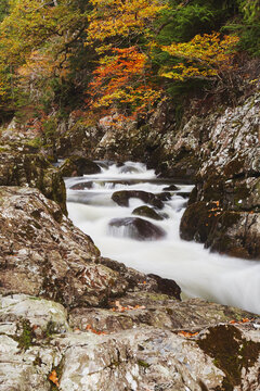 Afon Llugwy in Autumn. Betws y Coed, Wales, UK.