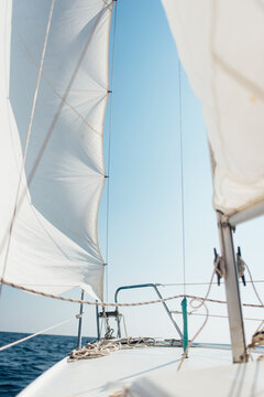 Front part of the ship with sails