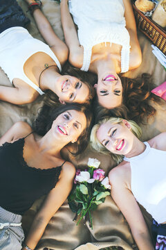 Portrait of four happy female friends