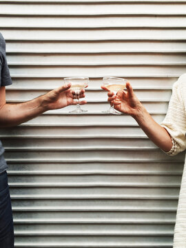 Glasses of prosecco at a London Pop up