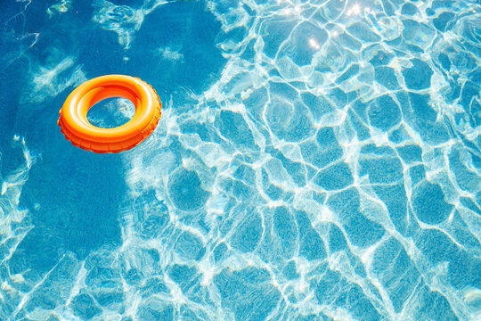 Inflatable rubber ring in a swimming pool
