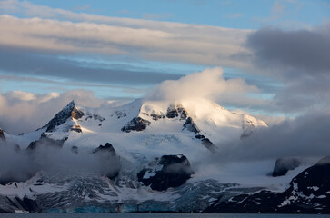 Mountain Peaks at Sunset, Svalbard, Norway