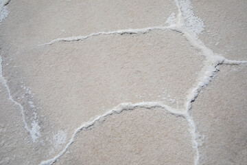 Great salt lake desert surface close up at Bonneville Salt Flats in summer Utah