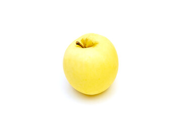 Real fresh garden apple yellow green on isolated white background