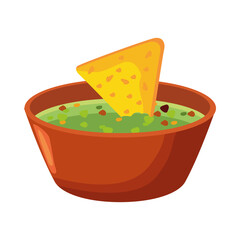 mexican nachos and guacamole sauce delicious food