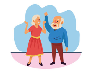 old happy couple persons avatars characters