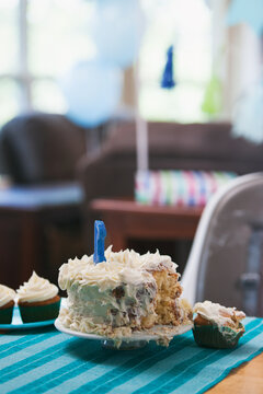 Birthday: Half Eaten Cake From Birthday Party