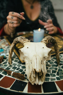 Witch or Psychic casting a spell to predict the future