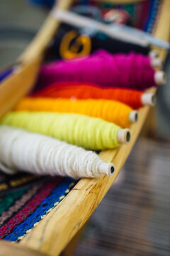 Colorful thread spools
