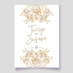 Beautiful soft floral and leaves wedding invitation card 