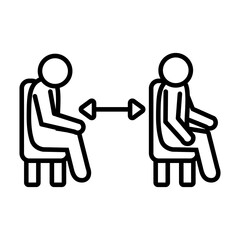 people sitting keeping the social distance, line style
