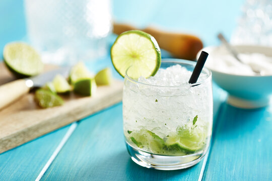 Homemade caipirinha cocktail