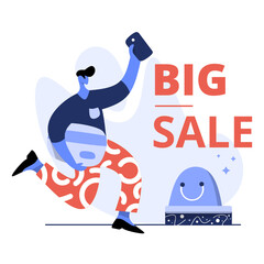 Flat Illustration of Big Sale, Promotion Sale concept, perfect for online shop, marketing, social media banner, web and mobile app development
