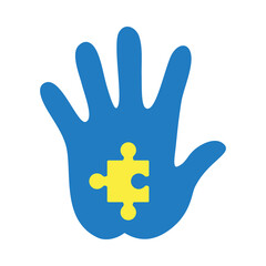 down syndrome concept, heart with jigsaw piece icon, flat style