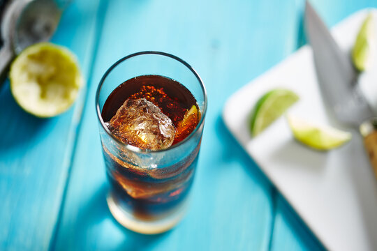 Homemade cuba libre cocktail