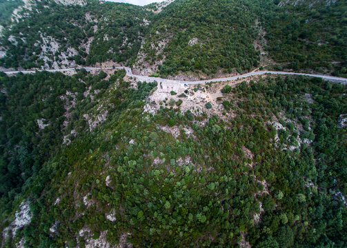 Aerial view of a road on a mountain, Sardinia