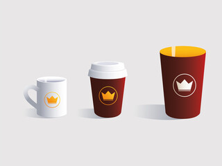 set of personal mugs, identity brand on white background