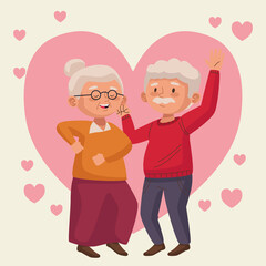 old couple dancing in heart active seniors characters
