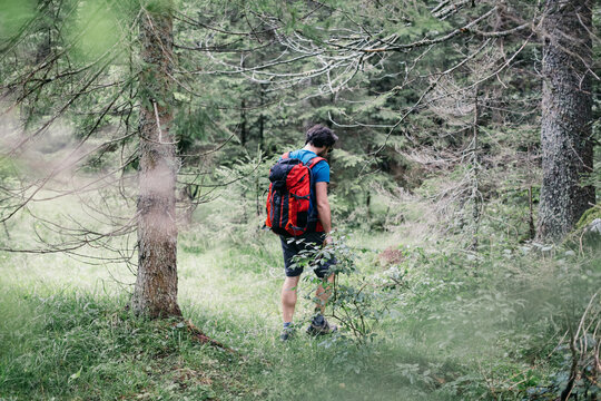 Hiker walking alone on Mountain