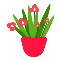 Vector illustration flower, plant growing in a pot.