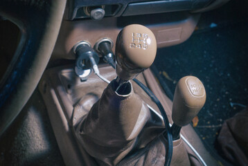 Stick shift to a five speed manual transmission.